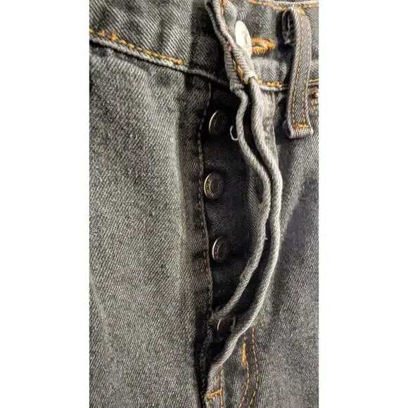 Levis 501 Jeans Mens 36x30 Pants Black Wash Workwear Faded Button Fly #499 - Picture 13 of 14